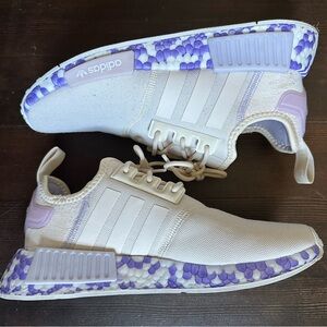 Adidas NMD_R1 Wonder White/Wonder White/Purple Tint GW5694 Women's 9 EUC